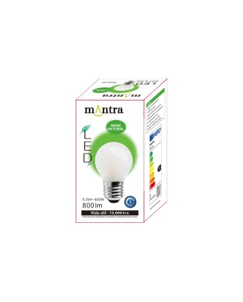 BOMBILLA LED * E27 OPAL ESFERICA – 6.5W - 4000K - 800 Lm - 360º